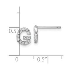 QCM1867G Cheryl M Sterling Silver Rhodium-plated Polished Letter G CZ Initial Post Earrings