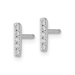 QCM1867I Cheryl M Sterling Silver Rhodium-plated Polished Letter I CZ Initial Post Earrings