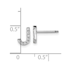 QCM1867J Cheryl M Sterling Silver Rhodium-plated Polished Letter J CZ Initial Post Earrings