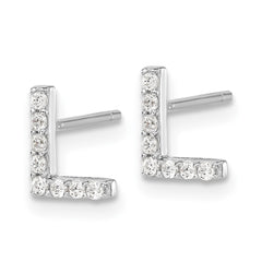 QCM1867L Cheryl M Sterling Silver Rhodium-plated Polished Letter L CZ Initial Post Earrings