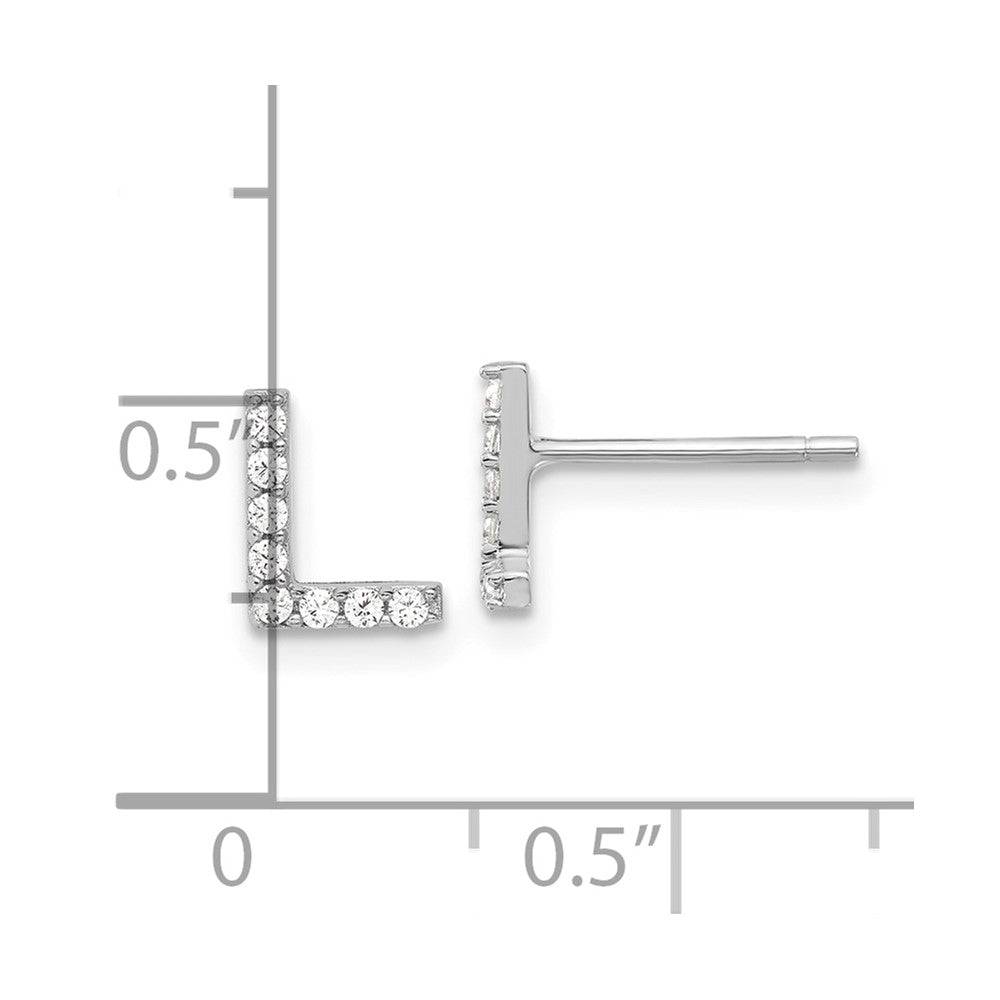 QCM1867L Cheryl M Sterling Silver Rhodium-plated Polished Letter L CZ Initial Post Earrings