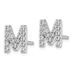 QCM1867M Cheryl M Sterling Silver Rhodium-plated Polished Letter M CZ Initial Post Earrings