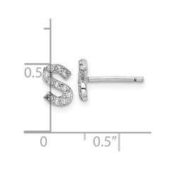 QCM1867S Cheryl M Sterling Silver Rhodium-plated Polished Letter S CZ Initial Post Earrings