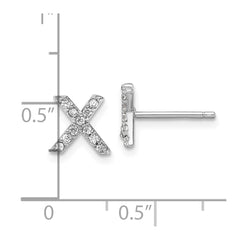 QCM1867X Cheryl M Sterling Silver Rhodium-plated Polished Letter X CZ Initial Post Earrings