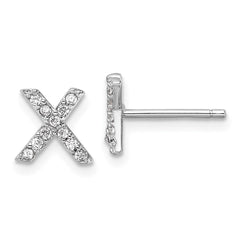 QCM1867X Cheryl M Sterling Silver Rhodium-plated Polished Letter X CZ Initial Post Earrings