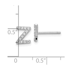 QCM1867Z Cheryl M Sterling Silver Rhodium-plated Polished Letter Z CZ Initial Post Earrings
