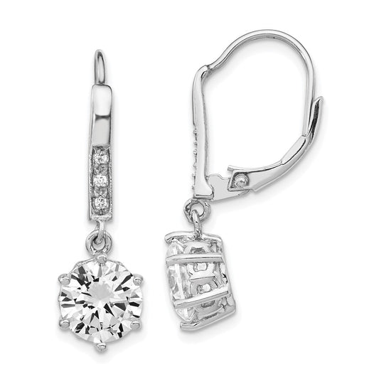QCM186 Cheryl M Sterling Silver Rhodium-plated Brilliant-cut CZ Dangle Leverback Earrings