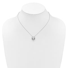 Cheryl M Sterling Silver Rhodium-plated Polished Black and White CZ Cat 16 Inch with 2 Inch Extension Necklace QCM1876-16