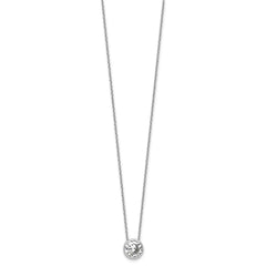 Cheryl M Sterling Silver Rhodium-plated Polished 9mm Bezel Set CZ 16 Inch with 2 Inch Extension Necklace QCM1877-16