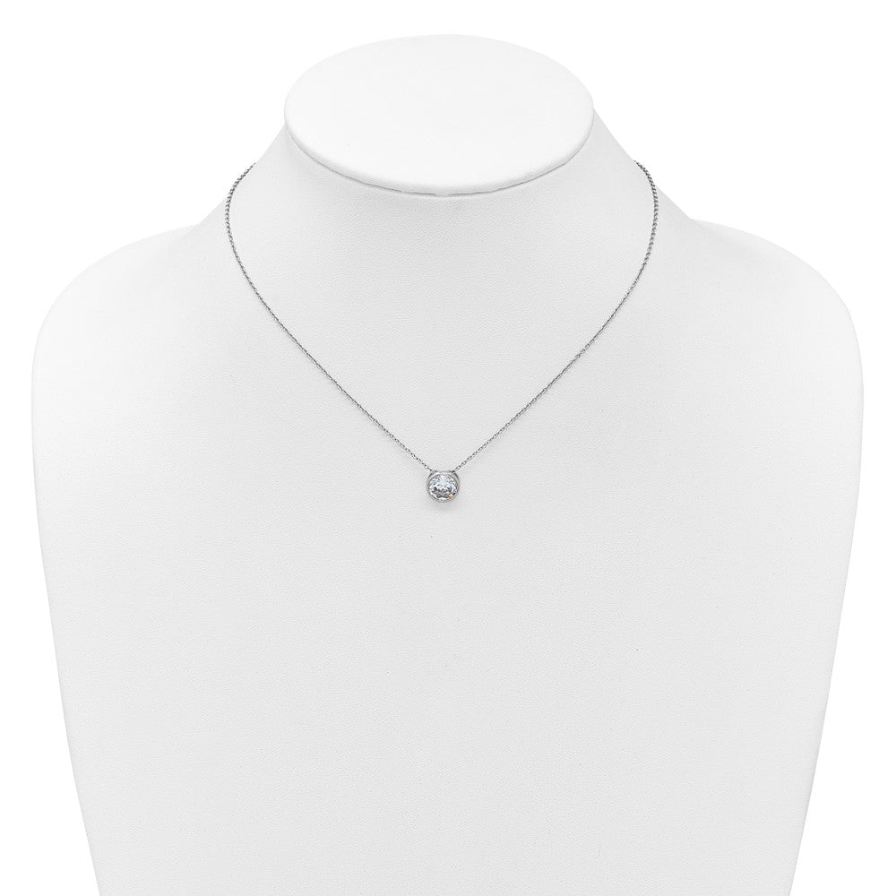 Cheryl M Sterling Silver Rhodium-plated Polished 9mm Bezel Set CZ 16 Inch with 2 Inch Extension Necklace QCM1877-16