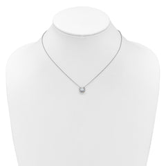 Cheryl M Sterling Silver Rhodium-plated Polished 9mm Bezel Set CZ 16 Inch with 2 Inch Extension Necklace QCM1877-16