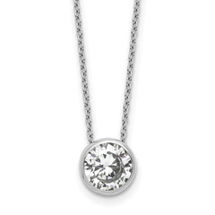 Cheryl M Sterling Silver Rhodium-plated Polished 9mm Bezel Set CZ 16 Inch with 2 Inch Extension Necklace QCM1877-16