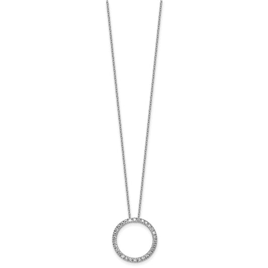 Cheryl M Sterling Silver Rhodium-plated Polished CZ Circle 16 Inch with 2 Inch Extension Necklace QCM1882-16
