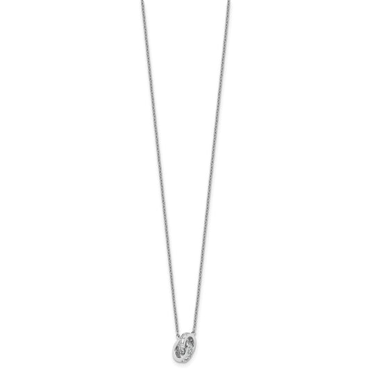 Cheryl M Sterling Silver Rhodium-plated Polished CZ Interlocking Circles 16 Inch with 2 Inch Extension Necklace QCM1884-16