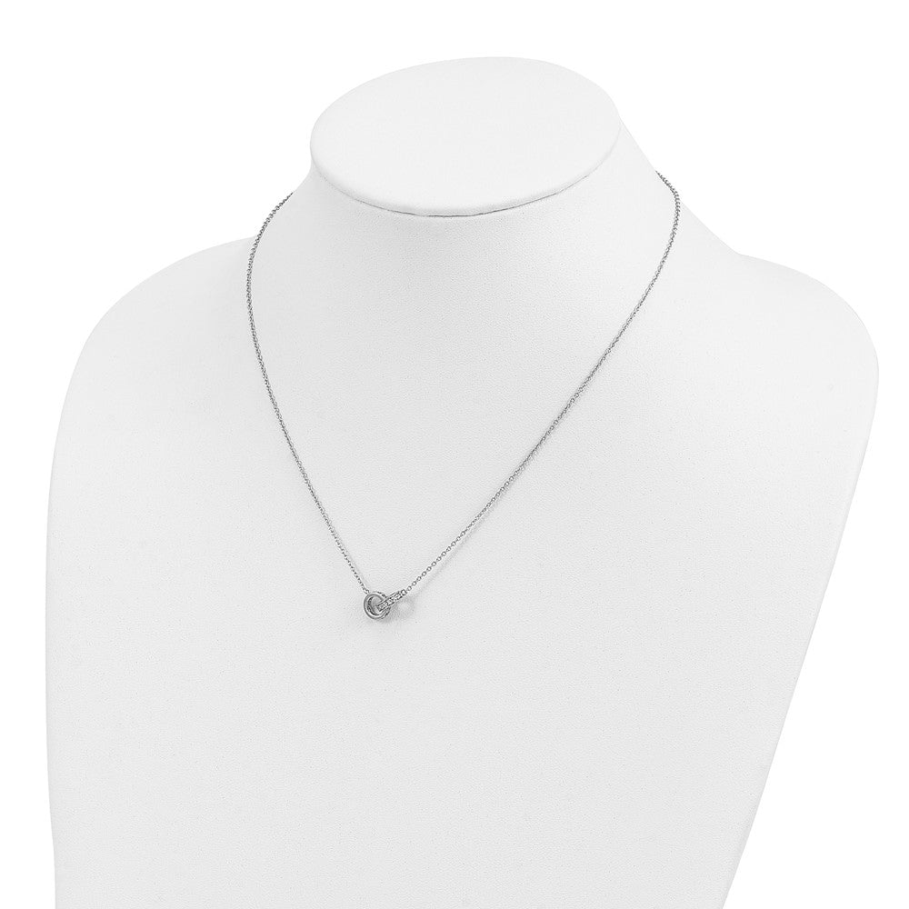 Cheryl M Sterling Silver Rhodium-plated Polished CZ Interlocking Circles 16 Inch with 2 Inch Extension Necklace QCM1884-16