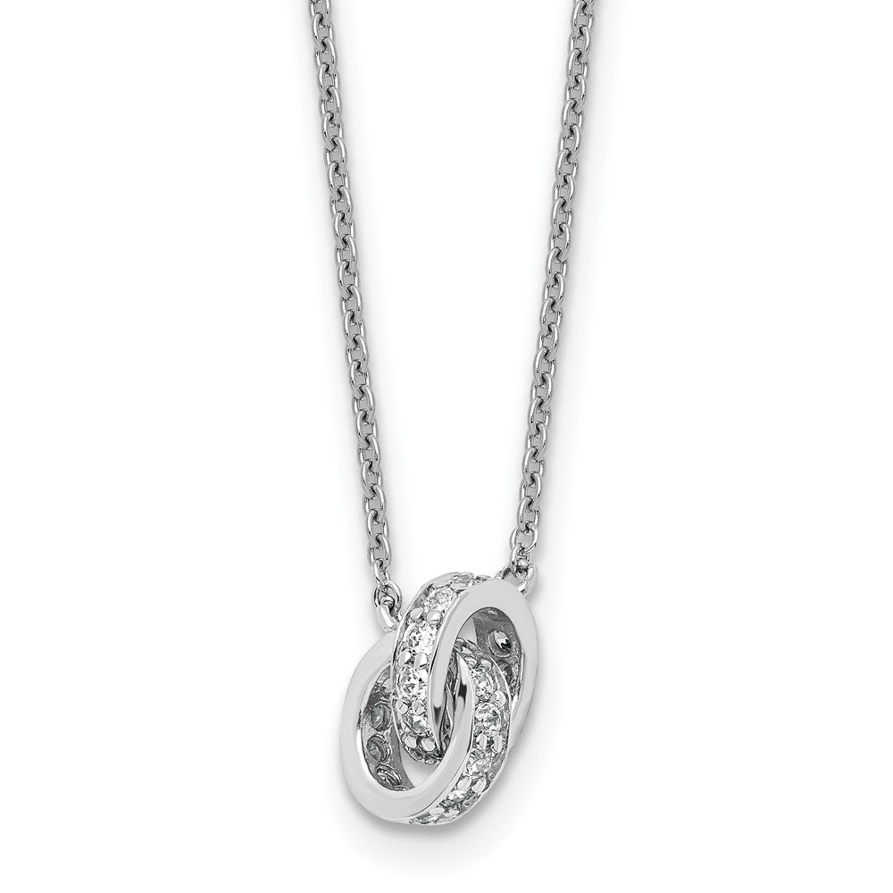 Cheryl M Sterling Silver Rhodium-plated Polished CZ Interlocking Circles 16 Inch with 2 Inch Extension Necklace QCM1884-16