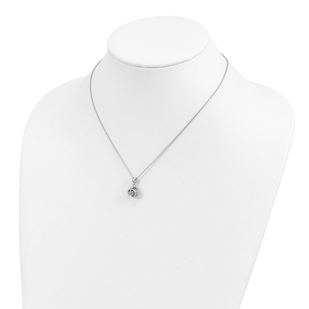 Cheryl M Sterling Silver Rhodium-plated Polished CZ Love Knot 16 Inch with 2 Inch Extension Necklace QCM1885-16
