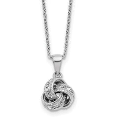 Cheryl M Sterling Silver Rhodium-plated Polished CZ Love Knot 16 Inch with 2 Inch Extension Necklace QCM1885-16