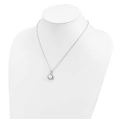 Cheryl M Sterling Silver Rhodium-plated Polished Freshwater Cultured Pearl and CZ 16 Inch with 2 Inch Extension Necklace QCM1886-16