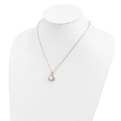 Cheryl M Sterling Silver Gold-plated Polished Freshwater Cultured Pearl and CZ 16 Inch with 2 Inch Extension Necklace QCM1886Y-16