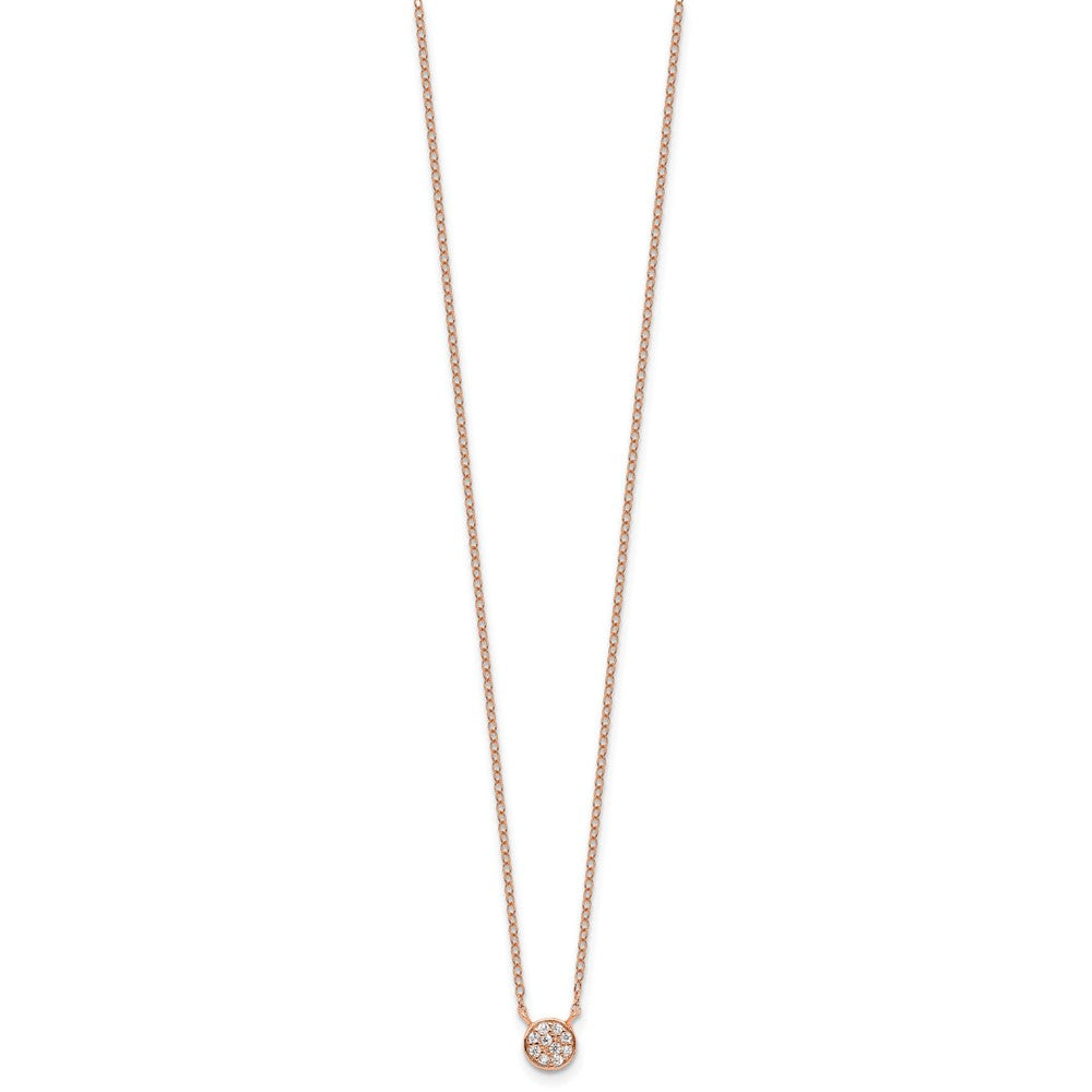 Cheryl M Sterling Silver Rose Gold-plated Polished CZ Cluster Circle 16 Inch with 2 Inch Extension Necklace QCM1887P-16