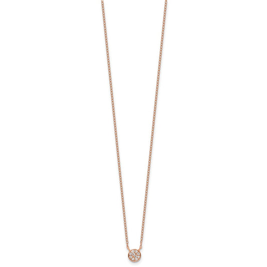 Cheryl M Sterling Silver Rose Gold-plated Polished CZ Cluster Circle 16 Inch with 2 Inch Extension Necklace QCM1887P-16