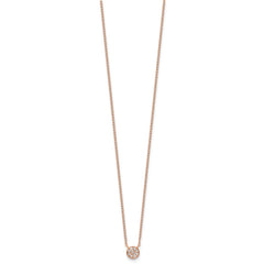 Cheryl M Sterling Silver Rose Gold-plated Polished CZ Cluster Circle 16 Inch with 2 Inch Extension Necklace QCM1887P-16