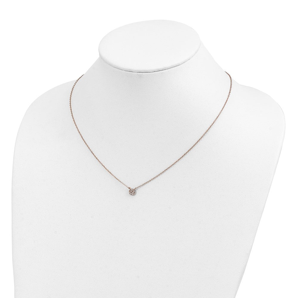 Cheryl M Sterling Silver Rose Gold-plated Polished CZ Cluster Circle 16 Inch with 2 Inch Extension Necklace QCM1887P-16
