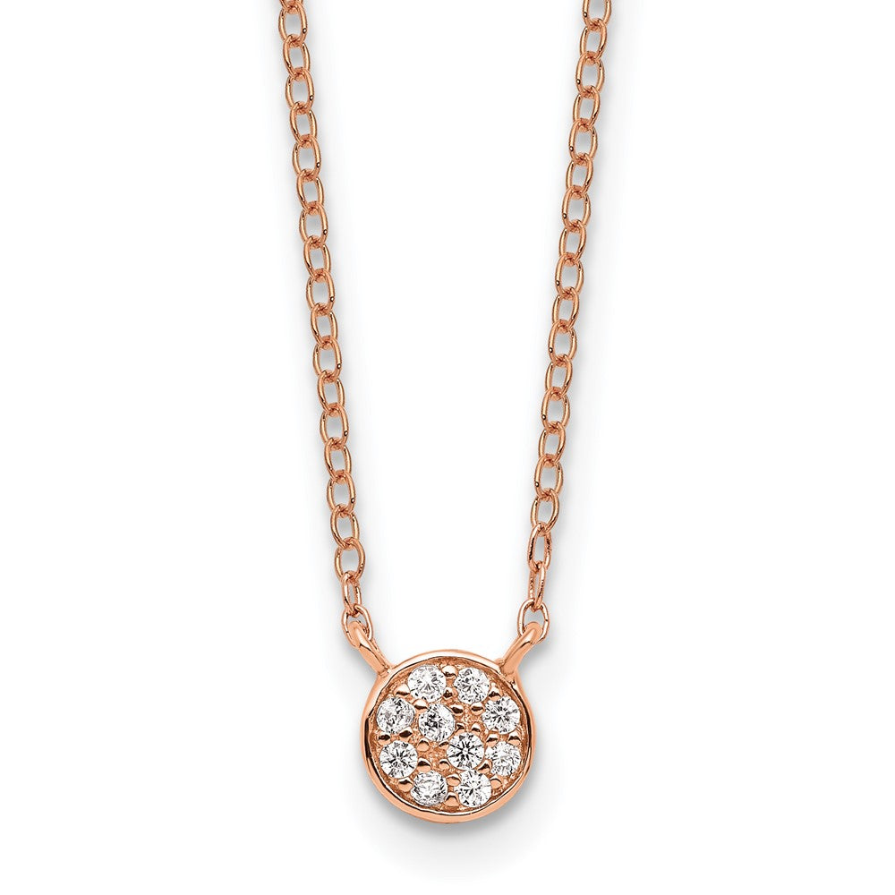 Cheryl M Sterling Silver Rose Gold-plated Polished CZ Cluster Circle 16 Inch with 2 Inch Extension Necklace QCM1887P-16