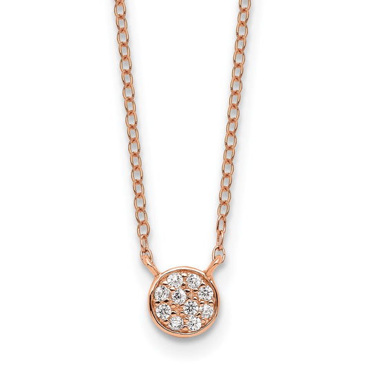 Cheryl M Sterling Silver Rose Gold-plated Polished CZ Cluster Circle 16 Inch with 2 Inch Extension Necklace QCM1887P-16