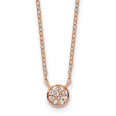 Cheryl M Sterling Silver Rose Gold-plated Polished CZ Cluster Circle 16 Inch with 2 Inch Extension Necklace QCM1887P-16