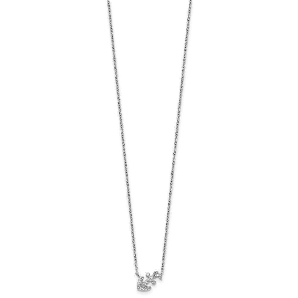 Cheryl M Sterling Silver Rhodium-plated Polished CZ Anchor 16 Inch with 2 Inch Extension Necklace QCM1888-16