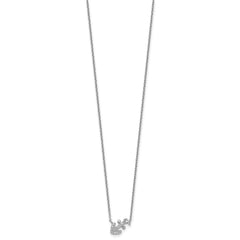 Cheryl M Sterling Silver Rhodium-plated Polished CZ Anchor 16 Inch with 2 Inch Extension Necklace QCM1888-16
