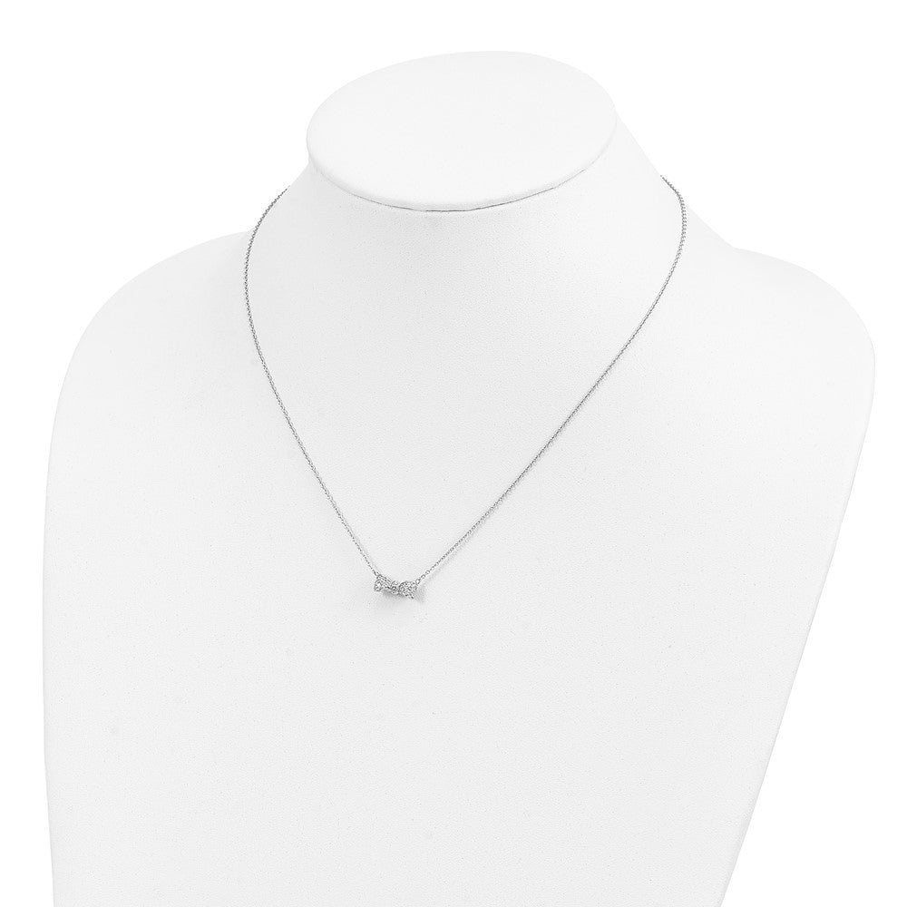Cheryl M Sterling Silver Rhodium-plated Polished CZ Bow 16 Inch with 2 Inch Extension Necklace QCM1889-16