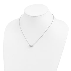 Cheryl M Sterling Silver Rhodium-plated Polished CZ Bow 16 Inch with 2 Inch Extension Necklace QCM1889-16