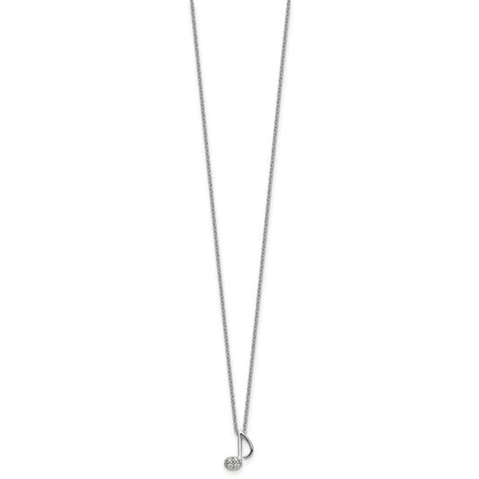 Cheryl M Sterling Silver Rhodium-plated Polished CZ Music Note 16 Inch with 2 Inch Extension Necklace QCM1900-16