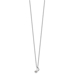 Cheryl M Sterling Silver Rhodium-plated Polished CZ Music Note 16 Inch with 2 Inch Extension Necklace QCM1900-16