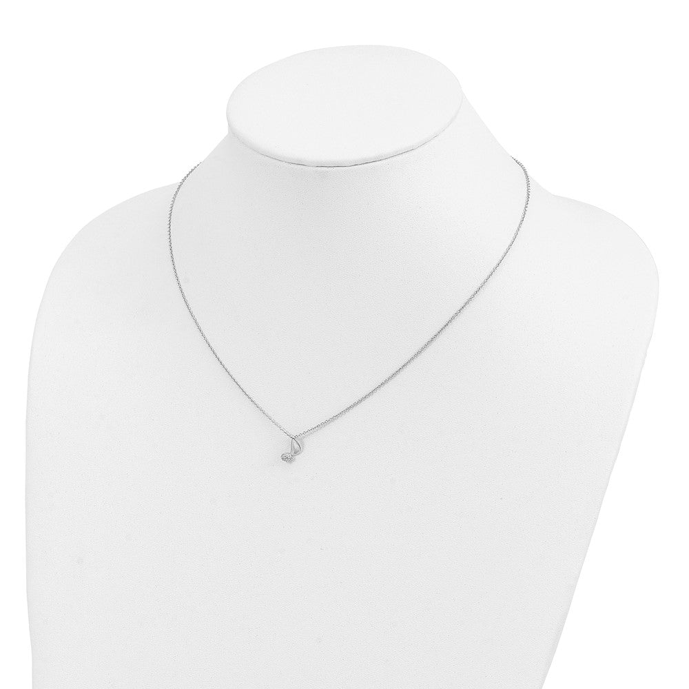 Cheryl M Sterling Silver Rhodium-plated Polished CZ Music Note 16 Inch with 2 Inch Extension Necklace QCM1900-16