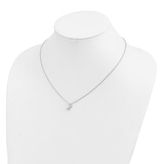 Cheryl M Sterling Silver Rhodium-plated Polished CZ Music Note 16 Inch with 2 Inch Extension Necklace QCM1900-16