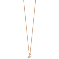 Cheryl M Sterling Silver Rose Gold-plated Polished CZ Music Note 16 Inch with 2 Inch Extension Necklace QCM1900P-16