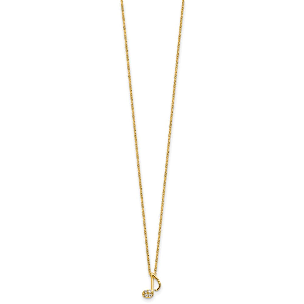 Cheryl M Sterling Silver Gold-plated Polished CZ Music Note 16 Inch with 2 Inch Extension Necklace QCM1900Y-16