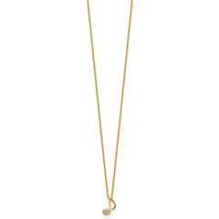 Cheryl M Sterling Silver Gold-plated Polished CZ Music Note 16 Inch with 2 Inch Extension Necklace QCM1900Y-16