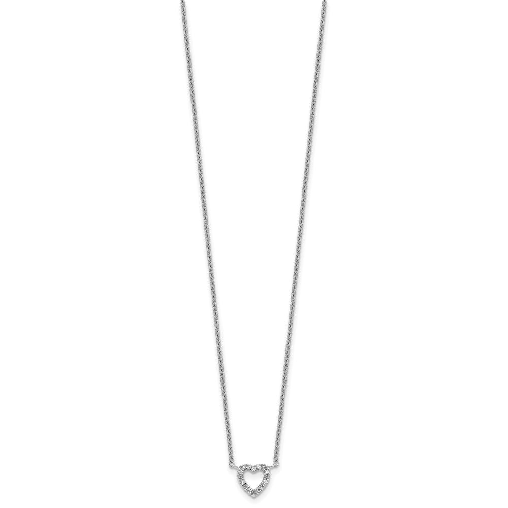 Cheryl M Sterling Silver Rhodium-plated Polished CZ Open Heart 16 Inch with 2 Inch Extension Necklace QCM1901-16