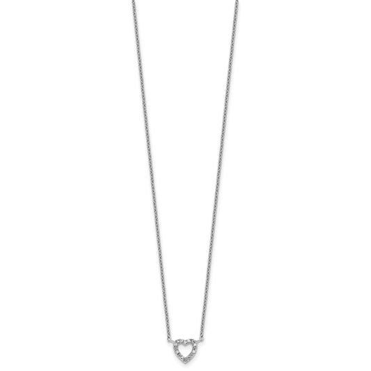 Cheryl M Sterling Silver Rhodium-plated Polished CZ Open Heart 16 Inch with 2 Inch Extension Necklace QCM1901-16