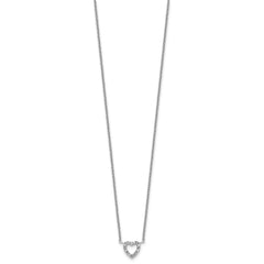 Cheryl M Sterling Silver Rhodium-plated Polished CZ Open Heart 16 Inch with 2 Inch Extension Necklace QCM1901-16