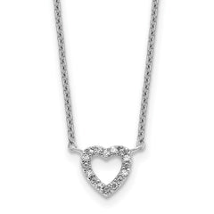 Cheryl M Sterling Silver Rhodium-plated Polished CZ Open Heart 16 Inch with 2 Inch Extension Necklace QCM1901-16
