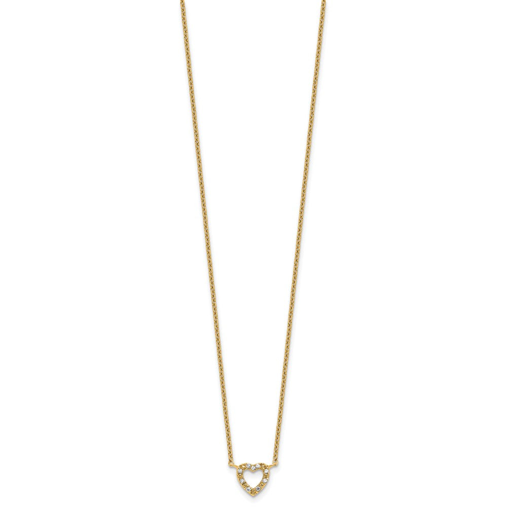 Cheryl M Sterling Silver Gold-plated Polished CZ Open Heart 16 Inch with 2 Inch Extension Necklace QCM1901Y-16