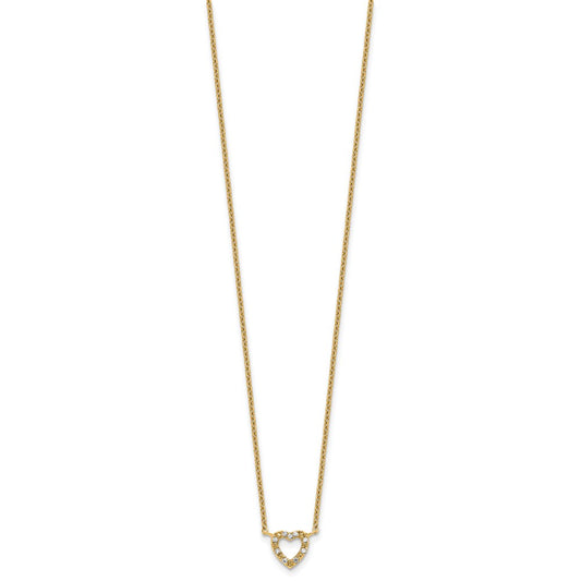 Cheryl M Sterling Silver Gold-plated Polished CZ Open Heart 16 Inch with 2 Inch Extension Necklace QCM1901Y-16
