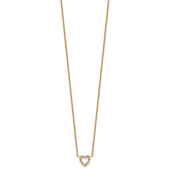 Cheryl M Sterling Silver Gold-plated Polished CZ Open Heart 16 Inch with 2 Inch Extension Necklace QCM1901Y-16