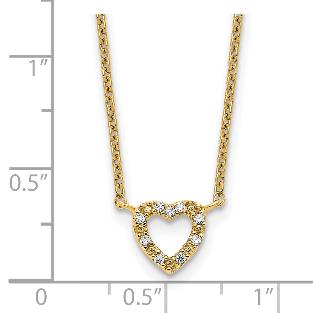 Cheryl M Sterling Silver Gold-plated Polished CZ Open Heart 16 Inch with 2 Inch Extension Necklace QCM1901Y-16